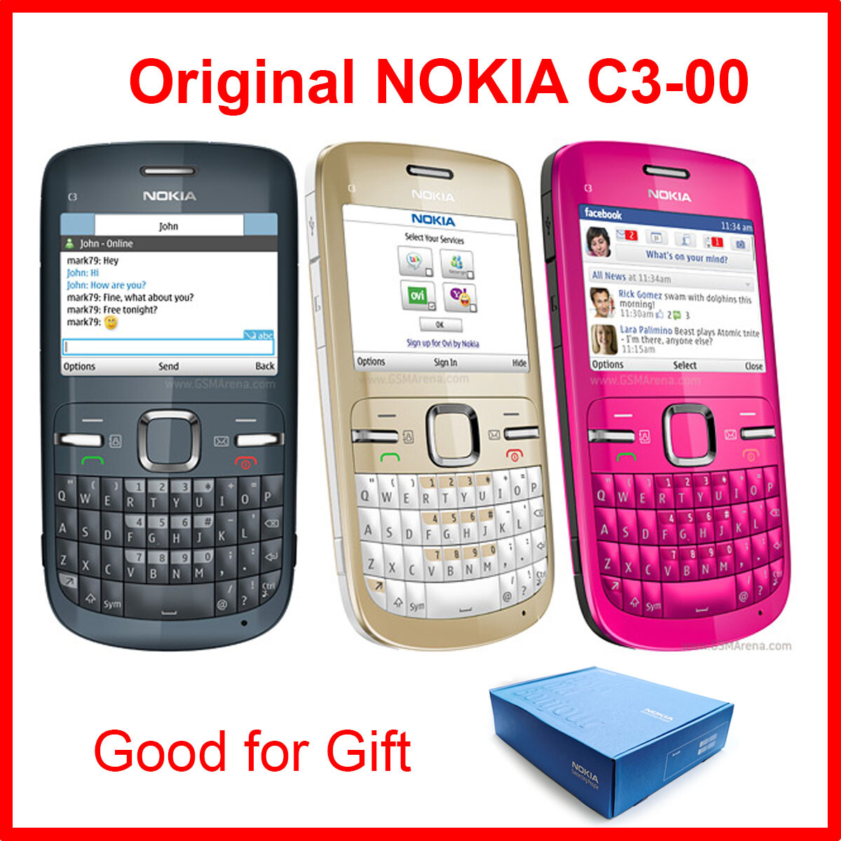 Nokia C3 Original Nokia C3-00 WIFI 2MP Bluetooth Jave Unlock Cell Phone Bundle Description 1 battery