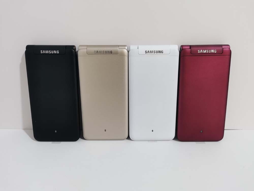 Samsung Galaxy Folder G1600 Dual SIM LTE Flip SmartPhone Unlocked Good Condition Color Burgundy battery 2 * batteries