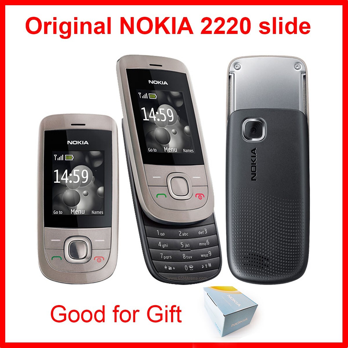 Nokia 2220 slide 2220S 2220 Black red gold Cellular Phone very good conditon - Image 2