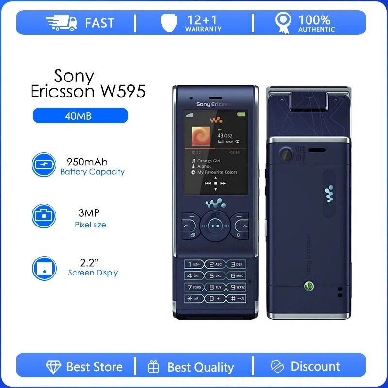 Sony Ericsson W595 W595i, Linda 2G 3G Unlocked 3.15MP 40 MB Cellular Phone